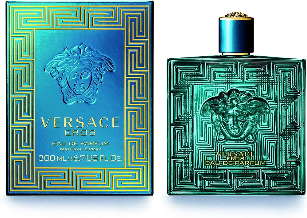 Versace Eros 200 ml luxury fragrance with mint and vanilla, perfect for datenight, available for sale as niche fragrances.
