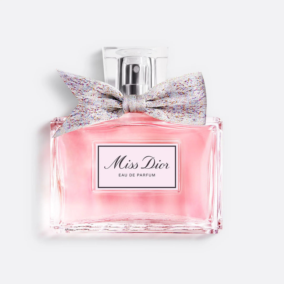 Dior Miss Dior perfume bottle with silver bow, 50 ml, luxury niche fragrance for sale.