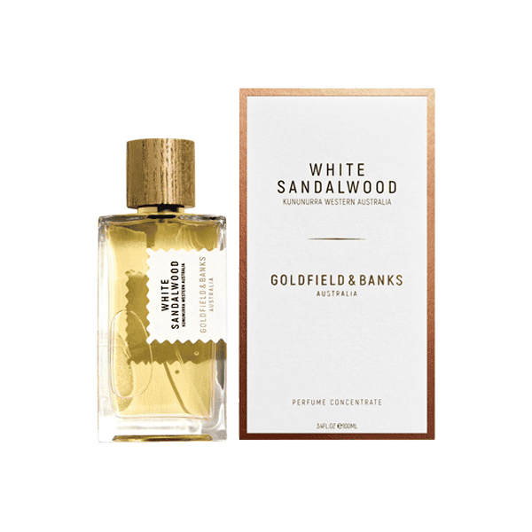 Goldfield & Banks White Sandalwood Pure Perfume with notes of Australian sandalwood, Turkish rose, saffron, and amber.
