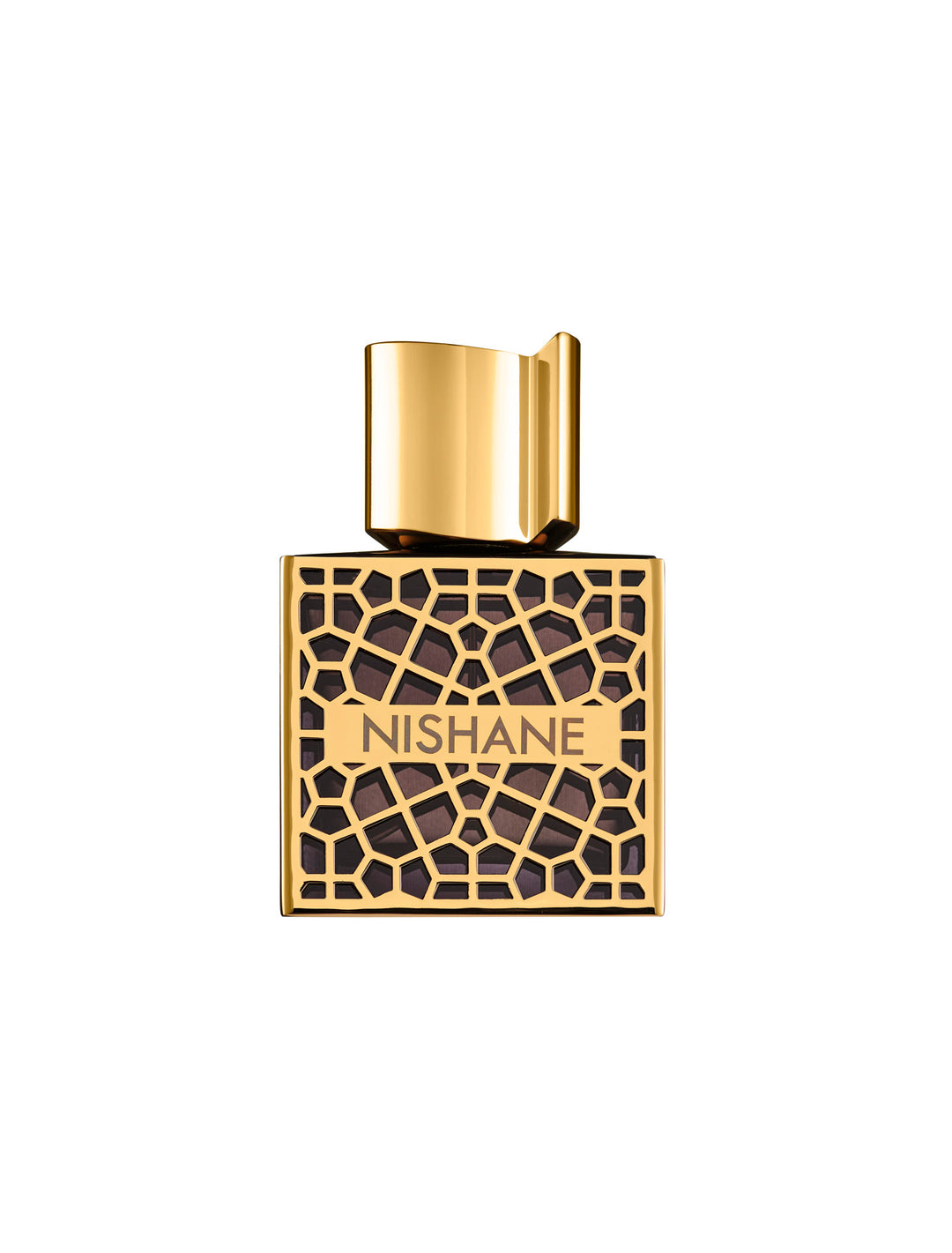 Nishane Nefs Extrait De Parfum bottle featuring intricate gold design, a niche fragrance perfect for luxury datenight.